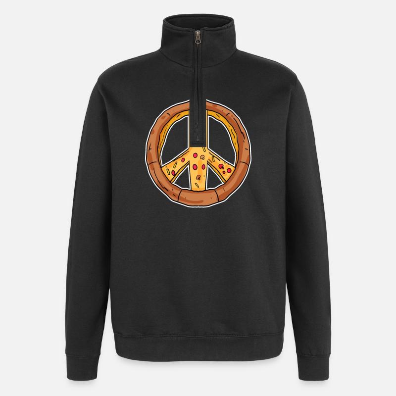 Peace Pizza Frieden - Sweat à zip 1/4 - noir