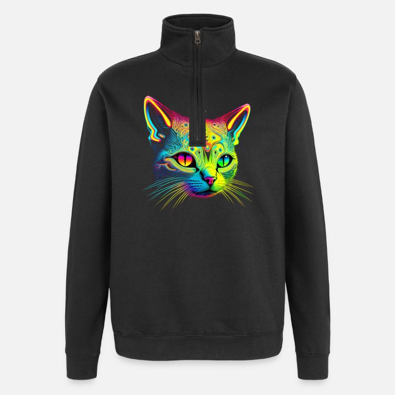 Chat extraterrestre - Sweat à zip 1/4 - noir