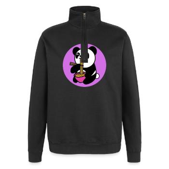 Panda Manga Anime Comic Culture Pop Japonais - Sweat à zip 1/4 - noir - Devant - AI Model Female 172 light (172cm) & AI Model Male 178 dark (178cm)