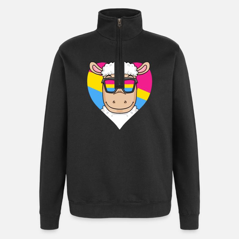 Pansexual Sheep Heart Gift - Quarter-Zip Sweatshirt - black