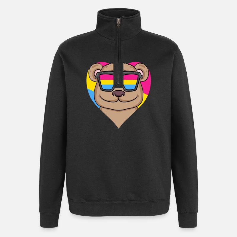 Pansexual Bear Heart Gift - Quarter-Zip Sweatshirt - black