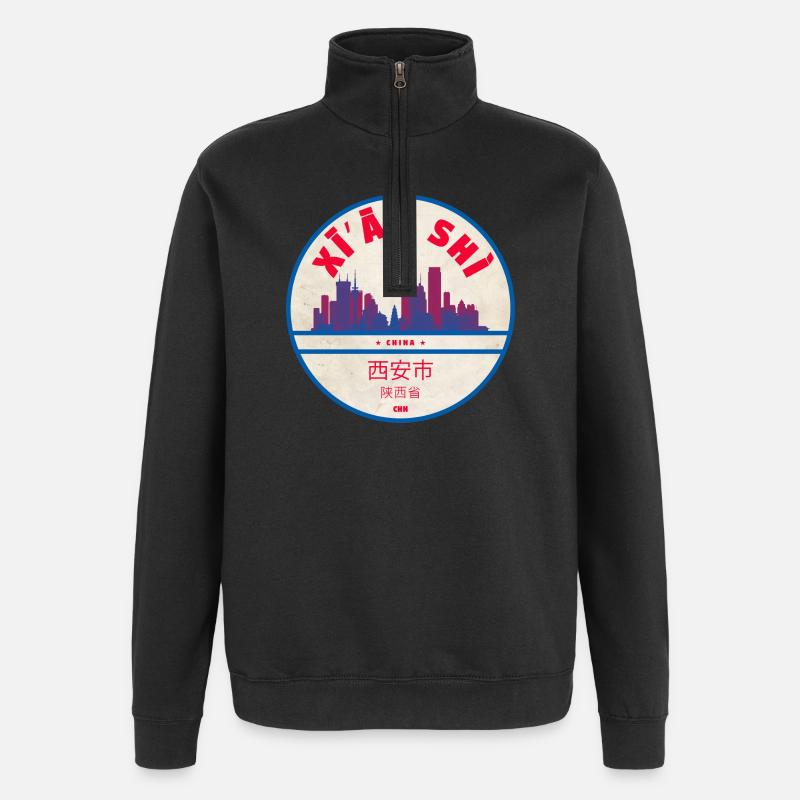 Xi’an Skyline Abzeichen - Quarter-Zip-Sweatshirt - Schwarz