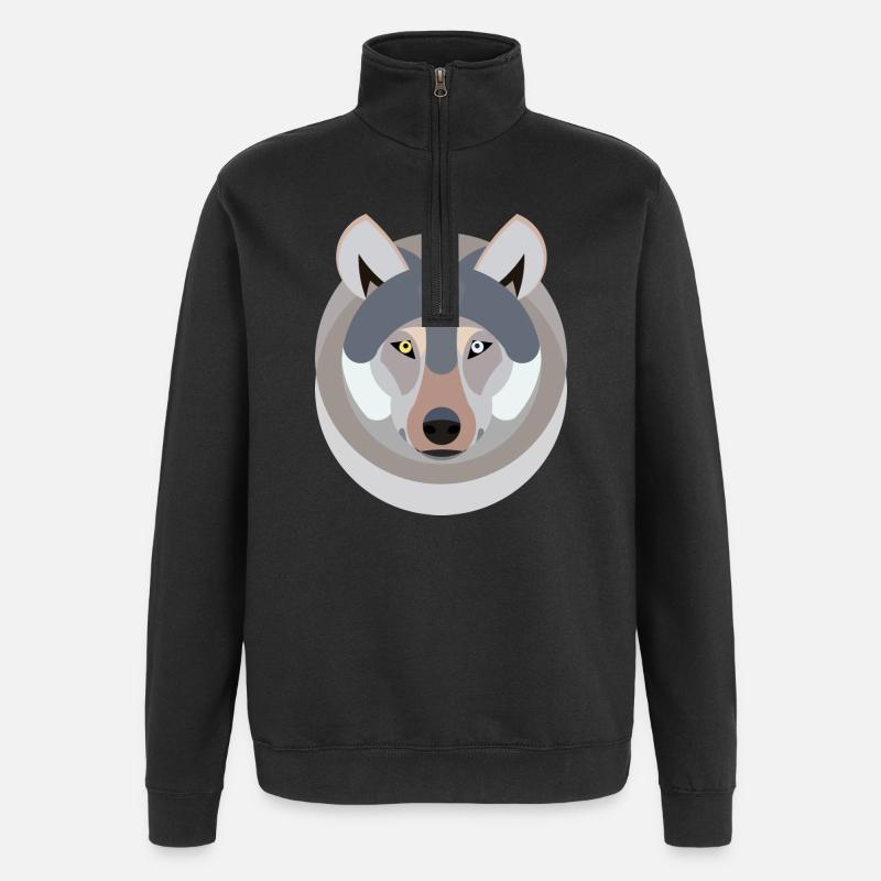 Wolf as a graphic - Quarter-Zip Sweatshirt - black