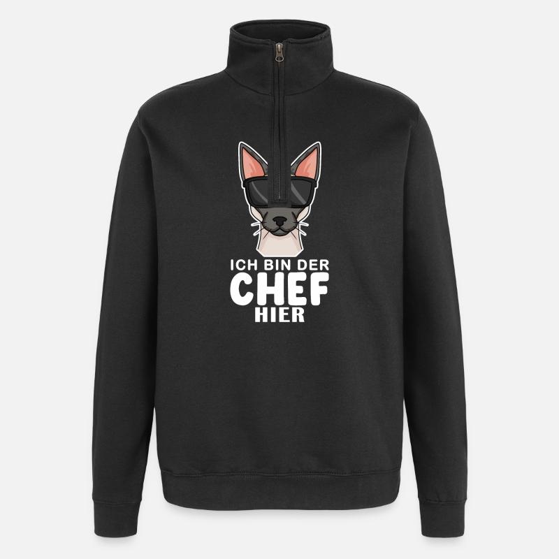 coole Katze - Siamkatze Spruch - Quarter-Zip-Sweatshirt - Schwarz