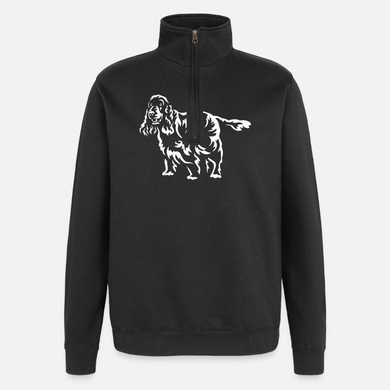 Cocker Spaniel - Sweat à zip 1/4 - noir
