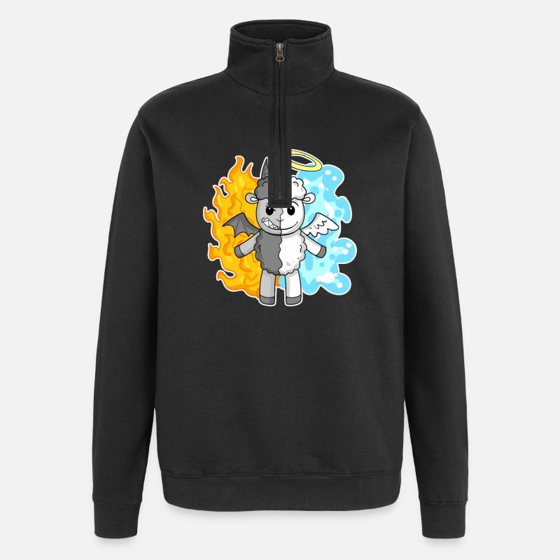 Schaf - Engel und Teufel - Quarter-Zip-Sweatshirt - Schwarz