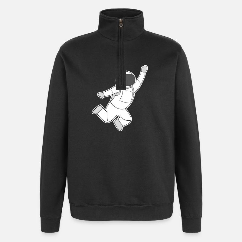 Astronaut Motif Space - Quarter-Zip Sweatshirt - black