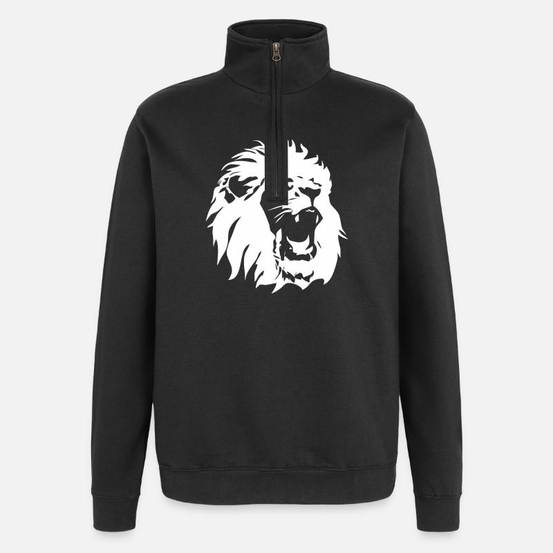 Löwenkopf - Quarter-Zip-Sweatshirt - Schwarz
