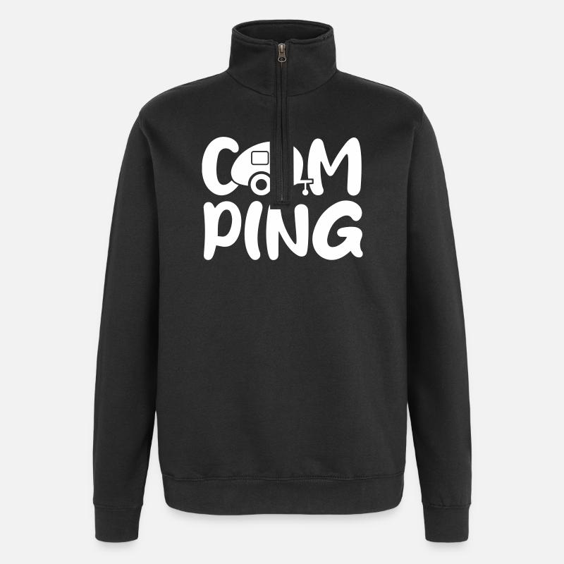 Camping Caravan Handschrift Comic Camper Wohnwagen - Quarter-Zip-Sweatshirt - Schwarz