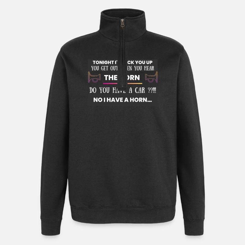 Hupen-Witz: Hast du ein Auto? - Quarter-Zip-Sweatshirt - Schwarz