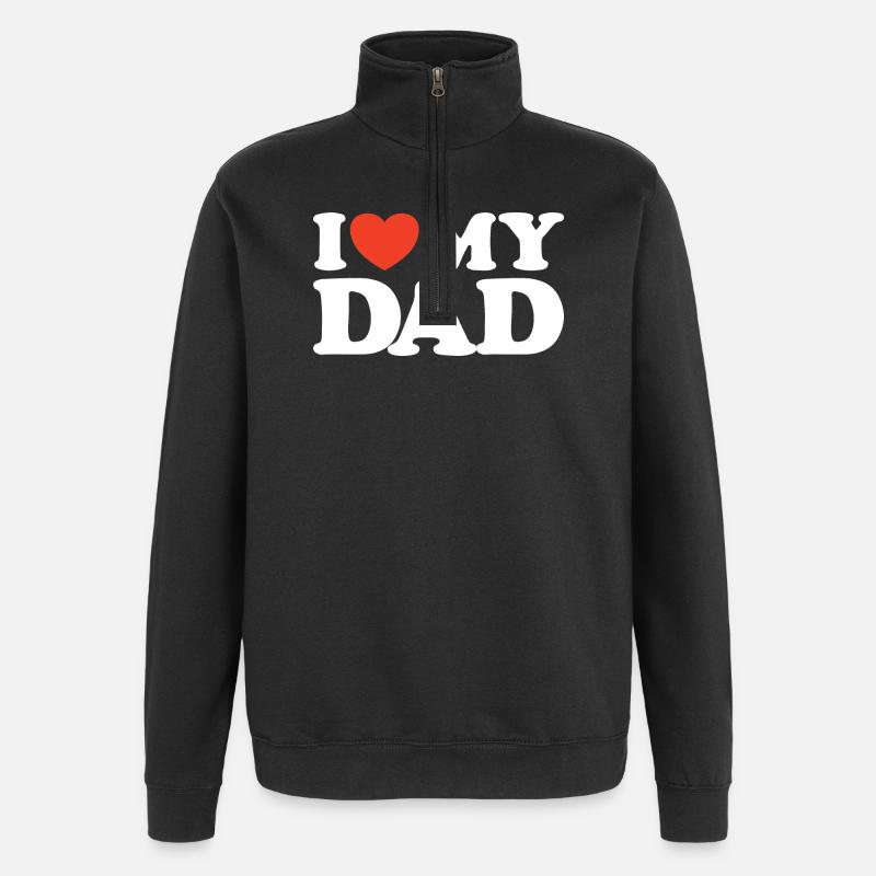 J’aime ma chemise Dad Heart - Sweat à zip 1/4 - noir