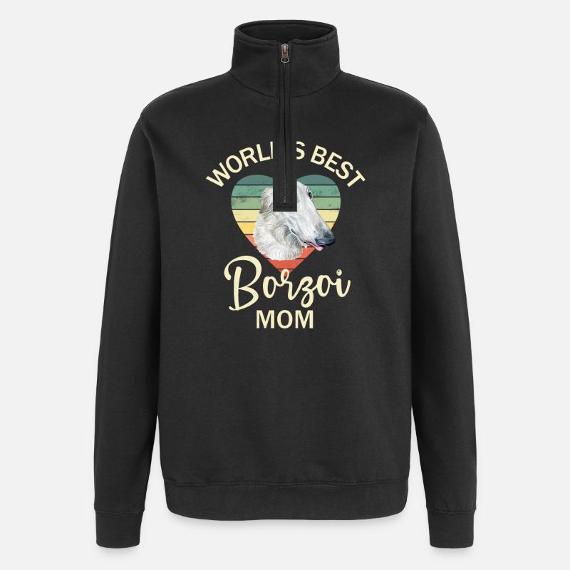 Hund Barsoi - Quarter-Zip-Sweatshirt - Schwarz