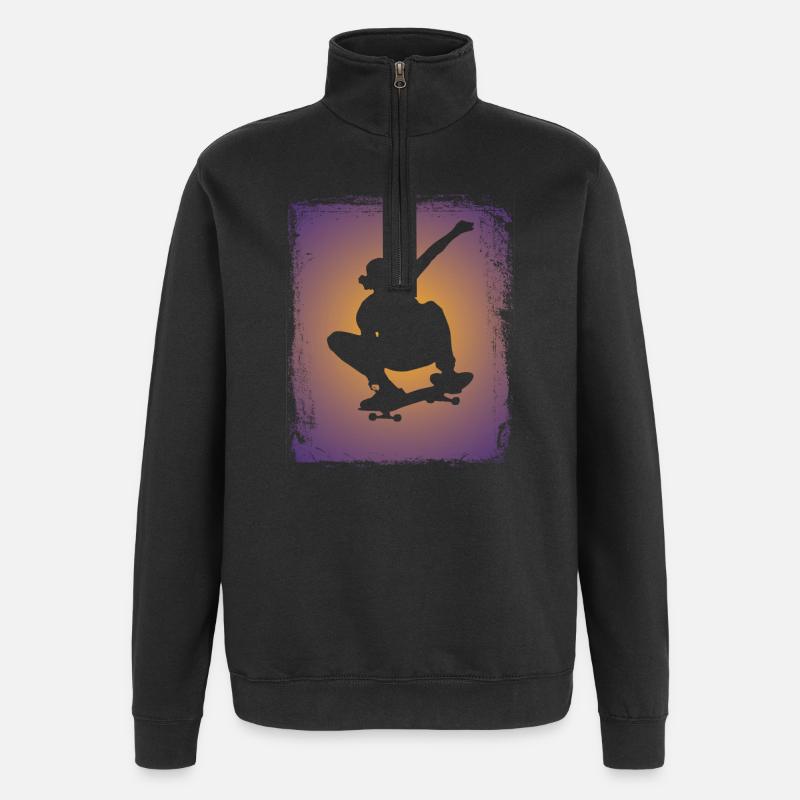 Skateboard Skateboarder Silhouette - Sweat à zip 1/4 - noir
