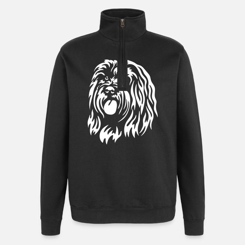 Tibet Terrier Kopf "Black Edition" - Quarter-Zip-Sweatshirt - Schwarz