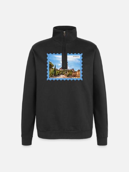 Marseille Basilica Postcard - Quarter-Zip Sweatshirt - black