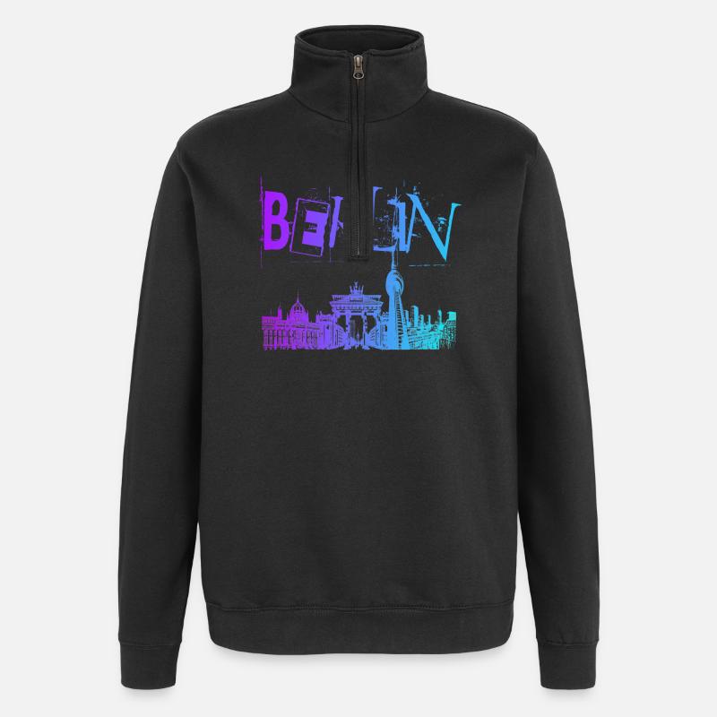 Berlin Skyline Panorama - Sweat à zip 1/4 - noir