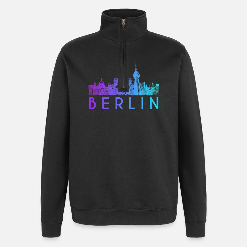 Berlin Skyline - Quarter-Zip-Sweatshirt - Schwarz