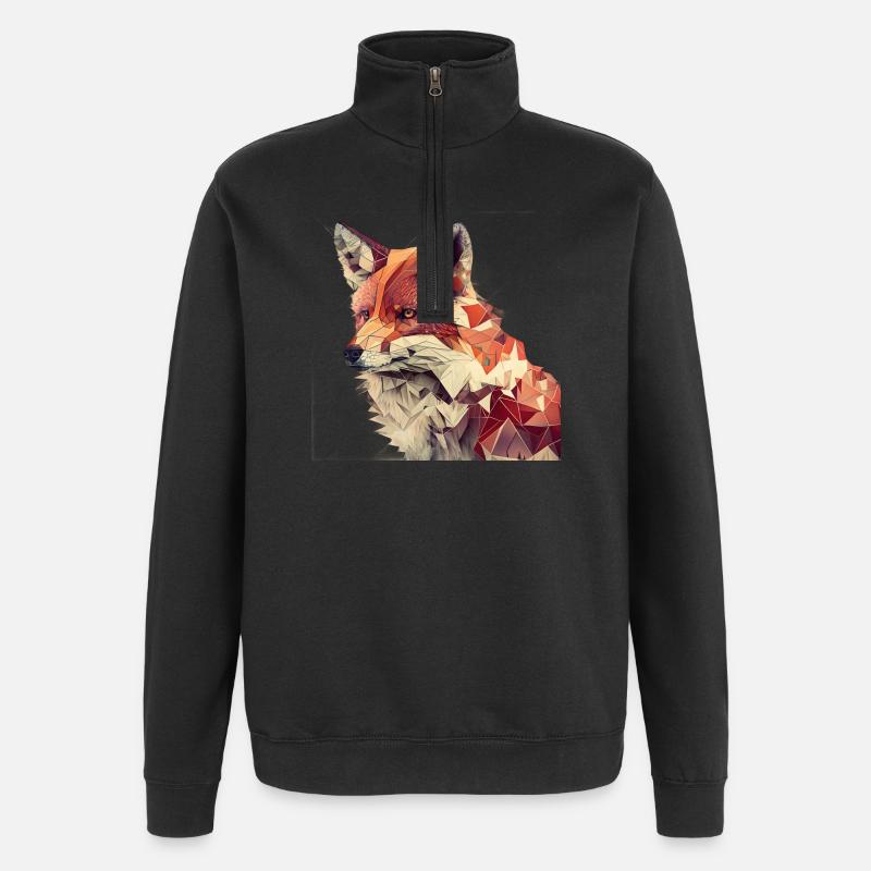 Fuchs - Geometrisches Tier Print - Quarter-Zip-Sweatshirt - Schwarz