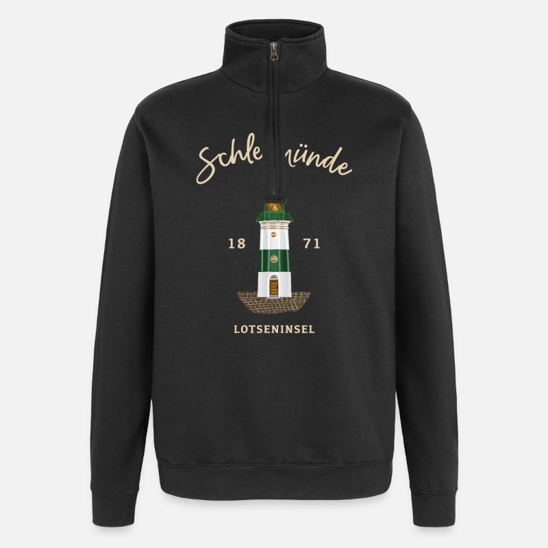 Leuchtturm Schleimünde, Lotseninsel Ostsee - Quarter-Zip-Sweatshirt - Schwarz