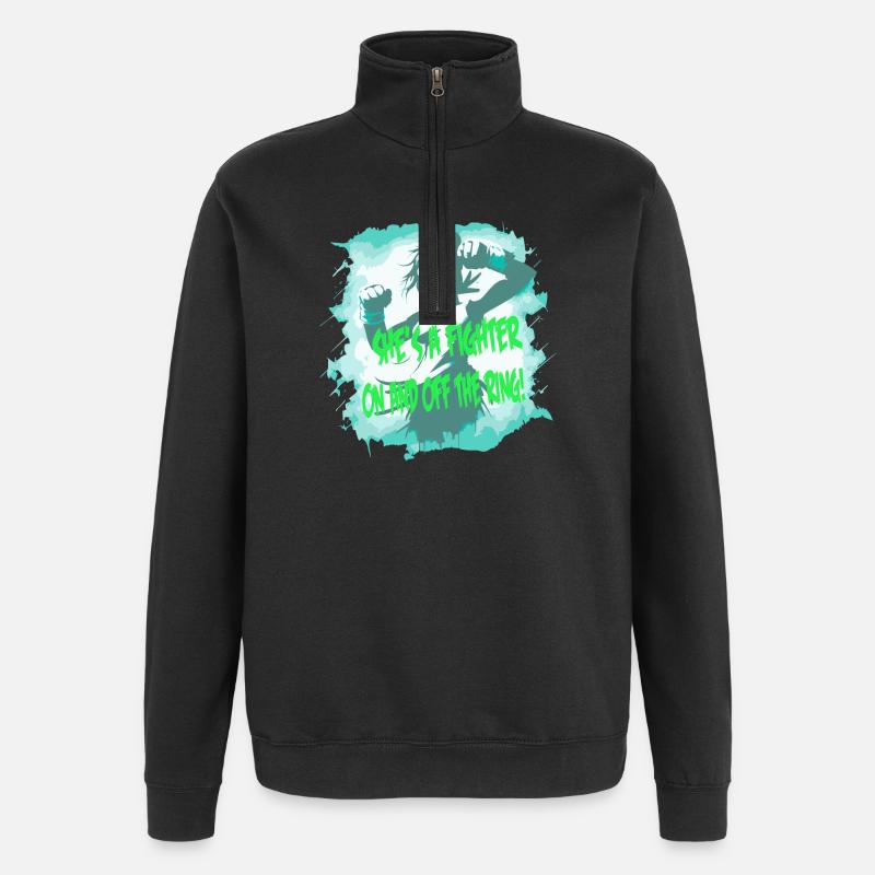 Fighter She's a fighter - Quarter-Zip Sweatshirt - black