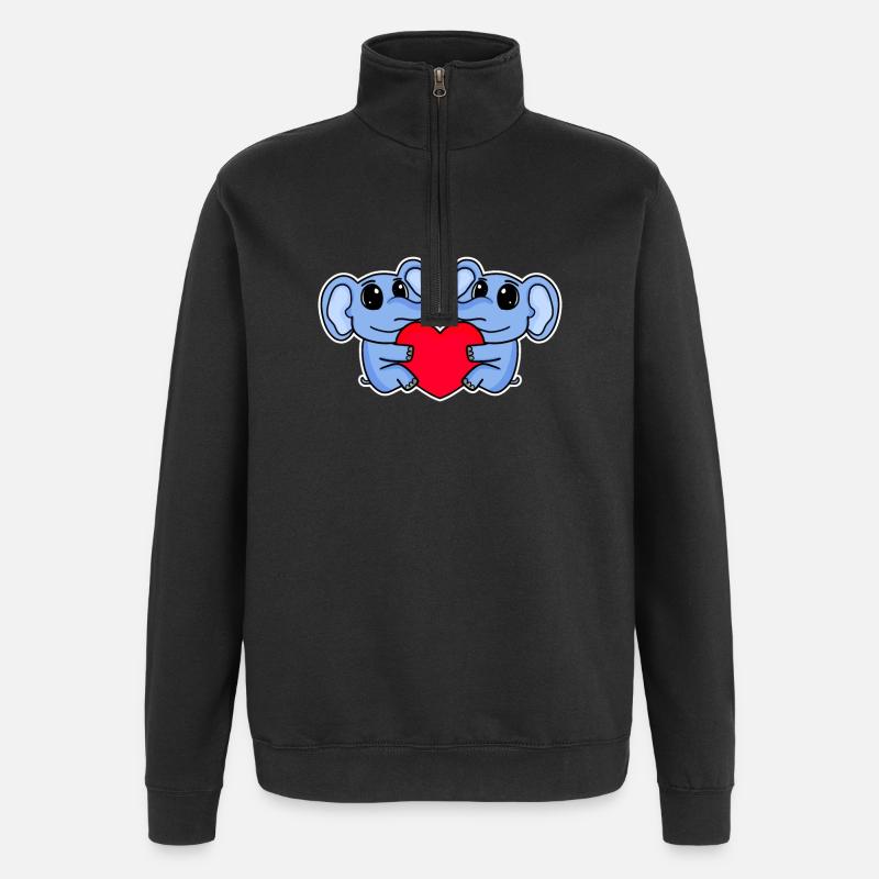 Elephant Heart Love Elephants - Quarter-Zip Sweatshirt - black