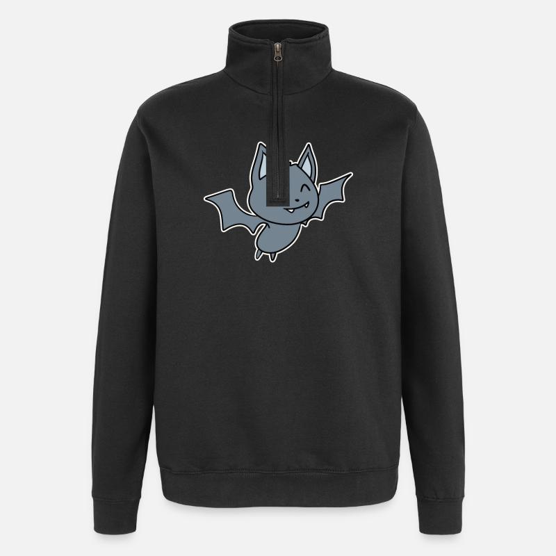 Bat Kids Motif - Sweat à zip 1/4 - noir