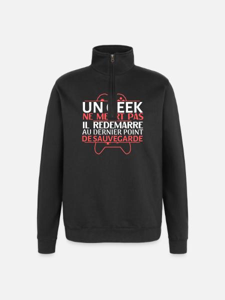 Geek Reboot at Last Savepoint - Quarter-Zip Sweatshirt - black