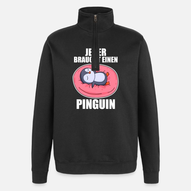 Pinguin Pinguine - Quarter-Zip-Sweatshirt - Schwarz