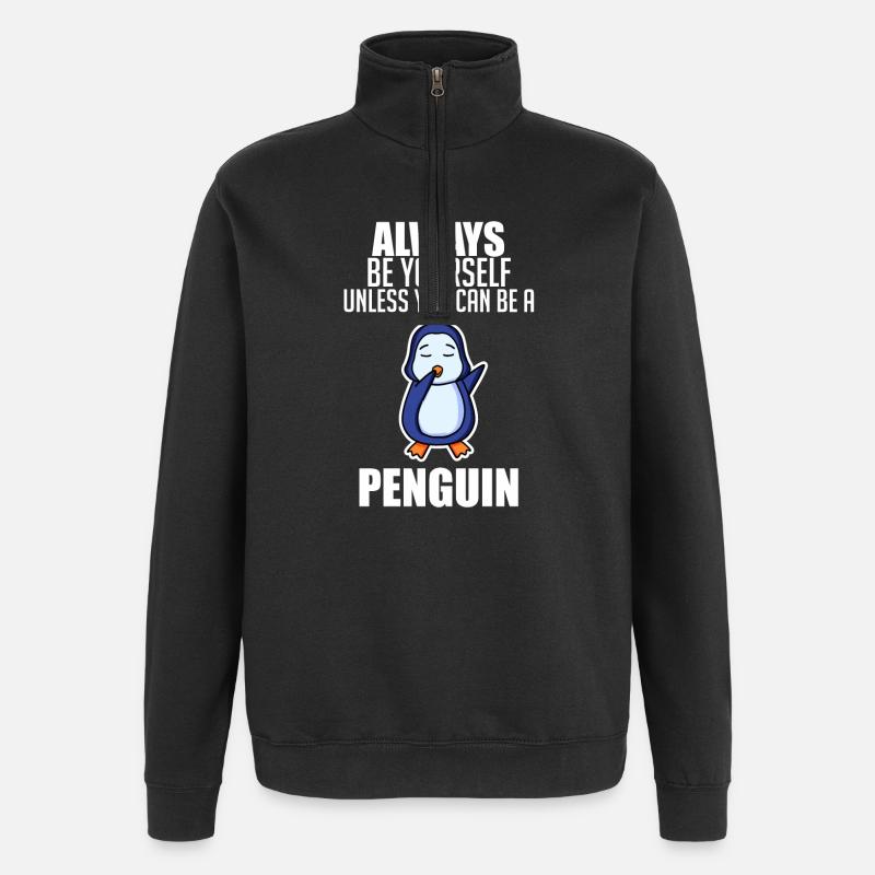 Pinguin Pinguine Sprüche - Quarter-Zip-Sweatshirt - Schwarz