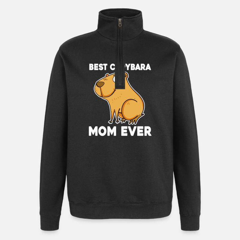 Capybara Mama Wasserschwein - Sweat à zip 1/4 - noir