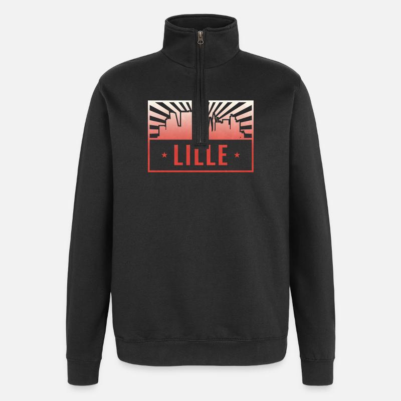Lille Skyline Sonnenaufgang Gradient - Quarter-Zip-Sweatshirt - Schwarz