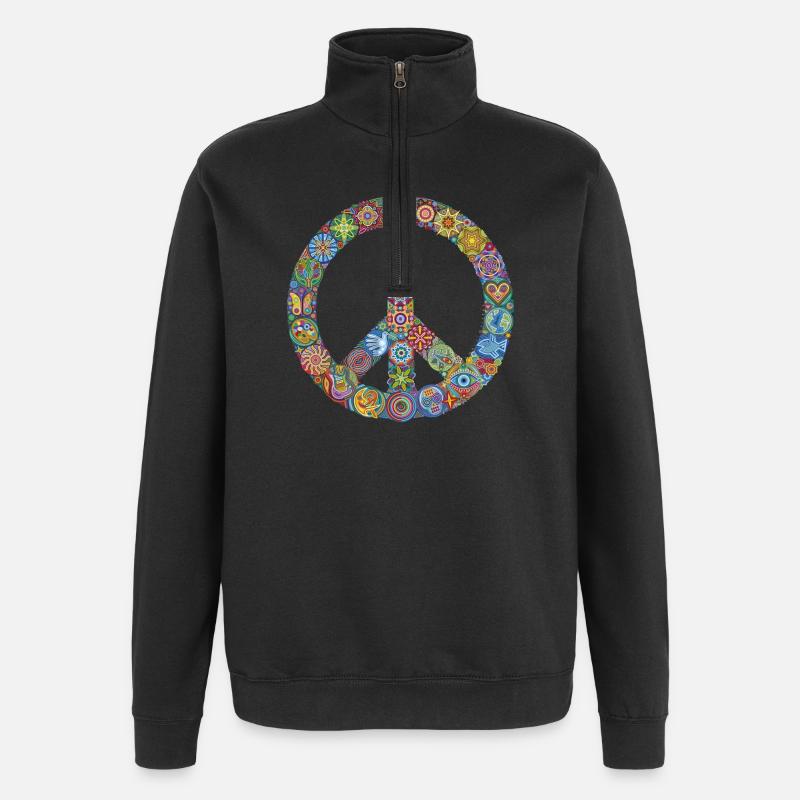 Mehr-Frieden-Feiern-Zeichen - Quarter-Zip-Sweatshirt - Schwarz