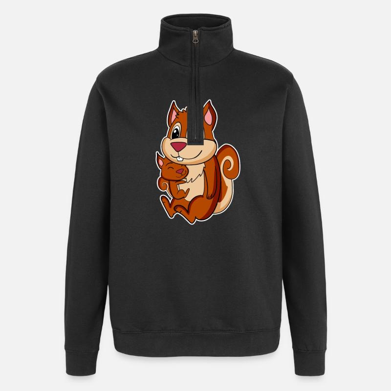 Famille d’écureuils - Écureuil avec bébé - Sweat à zip 1/4 - noir