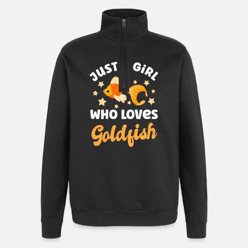 Poisson rouge - Sweat à zip 1/4 - noir