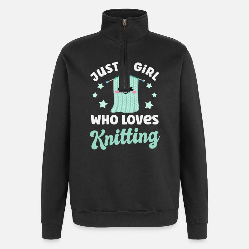 Stricken Strickerin - Quarter-Zip-Sweatshirt - Schwarz