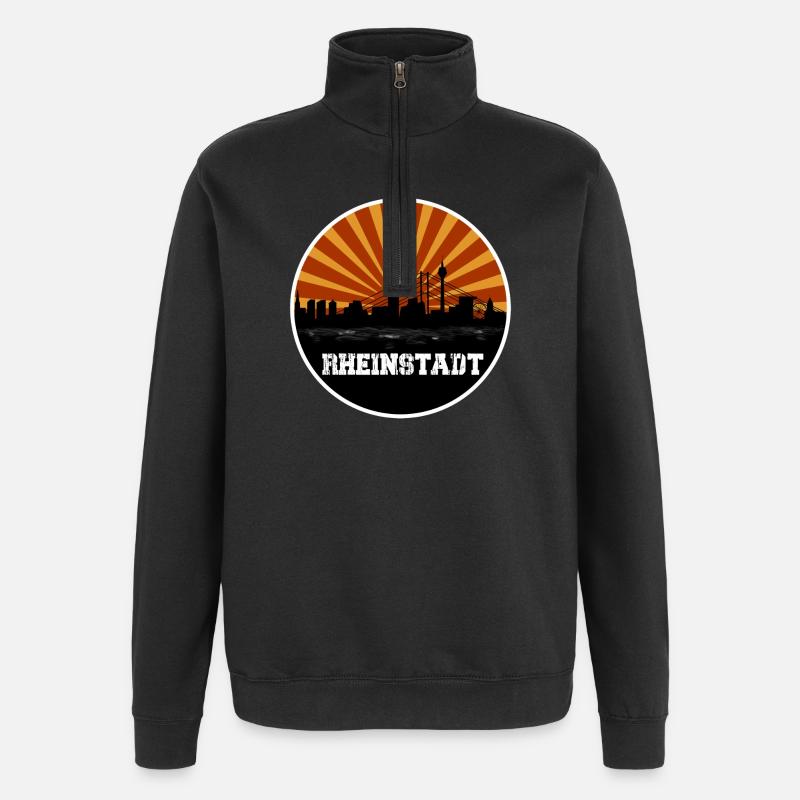 Rheinstadt Retro Skyline - Sweat à zip 1/4 - noir