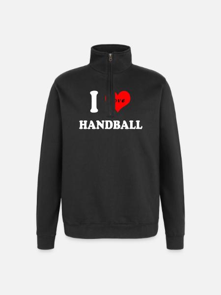 J'adore le handball - Sweat à zip 1/4 - noir