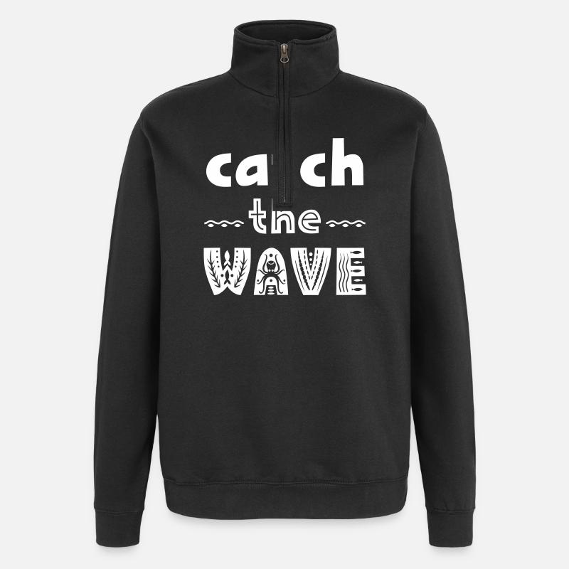 Sayings for surfers - Quarter-Zip Sweatshirt - black
