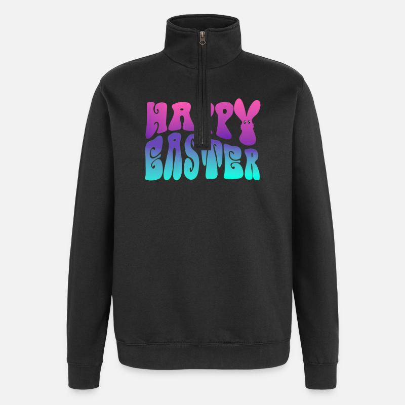 Happy Easter lettering - Quarter-Zip Sweatshirt - black