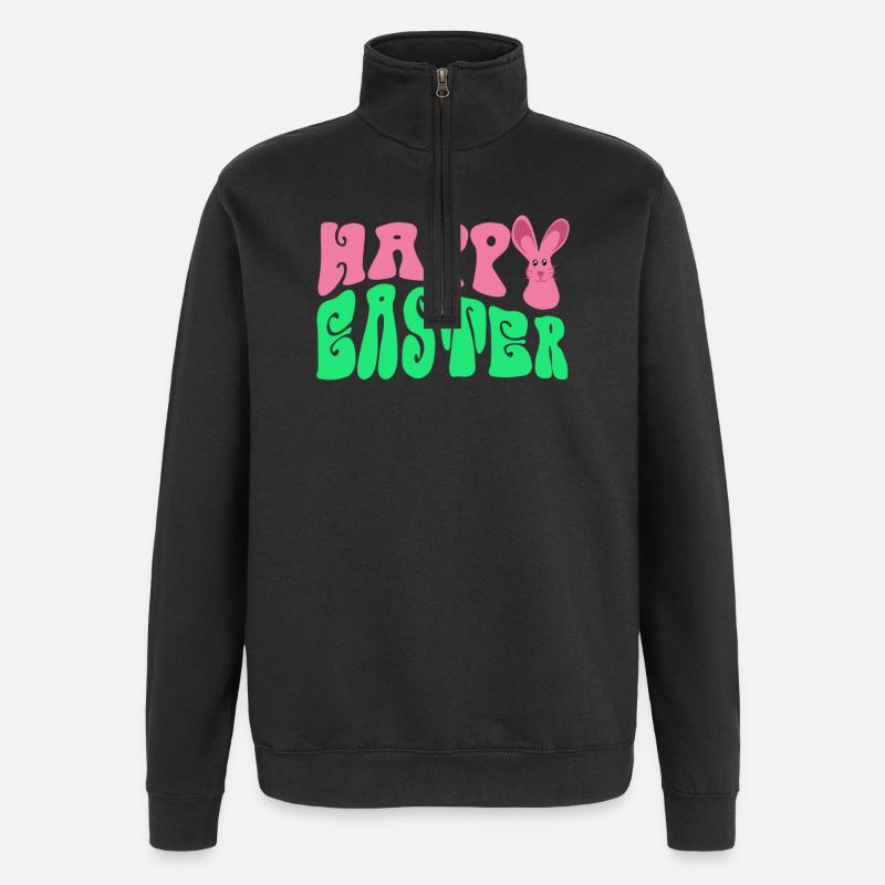 Frohe Ostern - Joyeuses Pâques - Sweat à zip 1/4 - noir