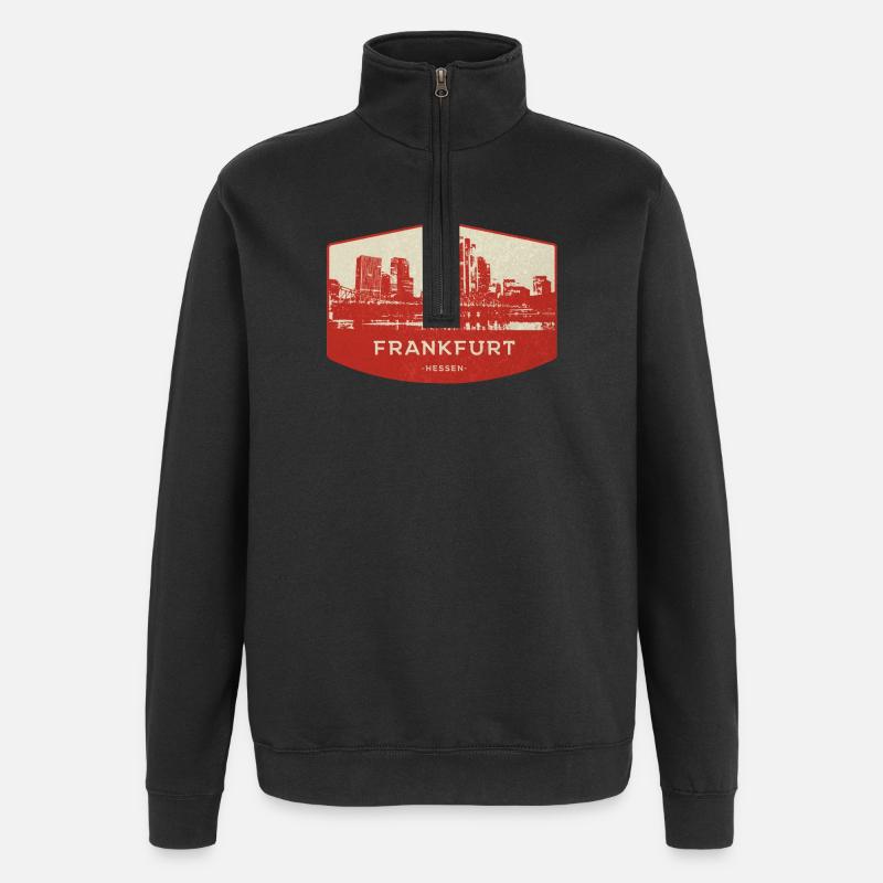 Frankfurt Skyline Rot Badge - Quarter-Zip-Sweatshirt - Schwarz