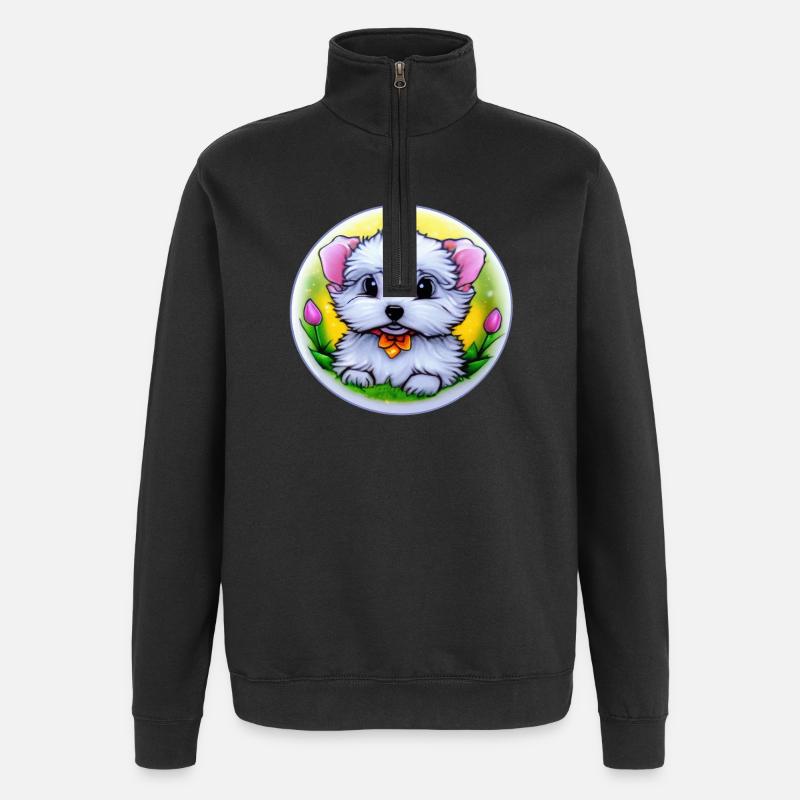 Chiot chien - Sweat à zip 1/4 - noir