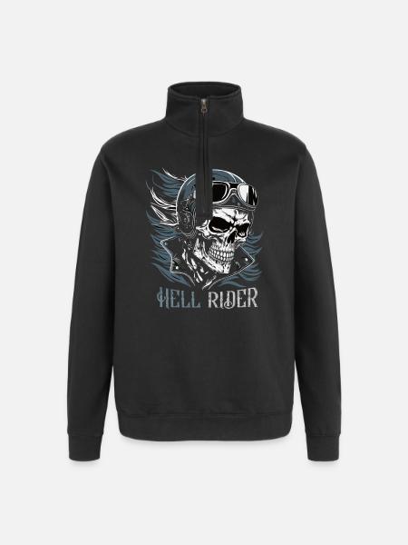 Skull Rider with Goggles - Quarter-Zip Sweatshirt - black