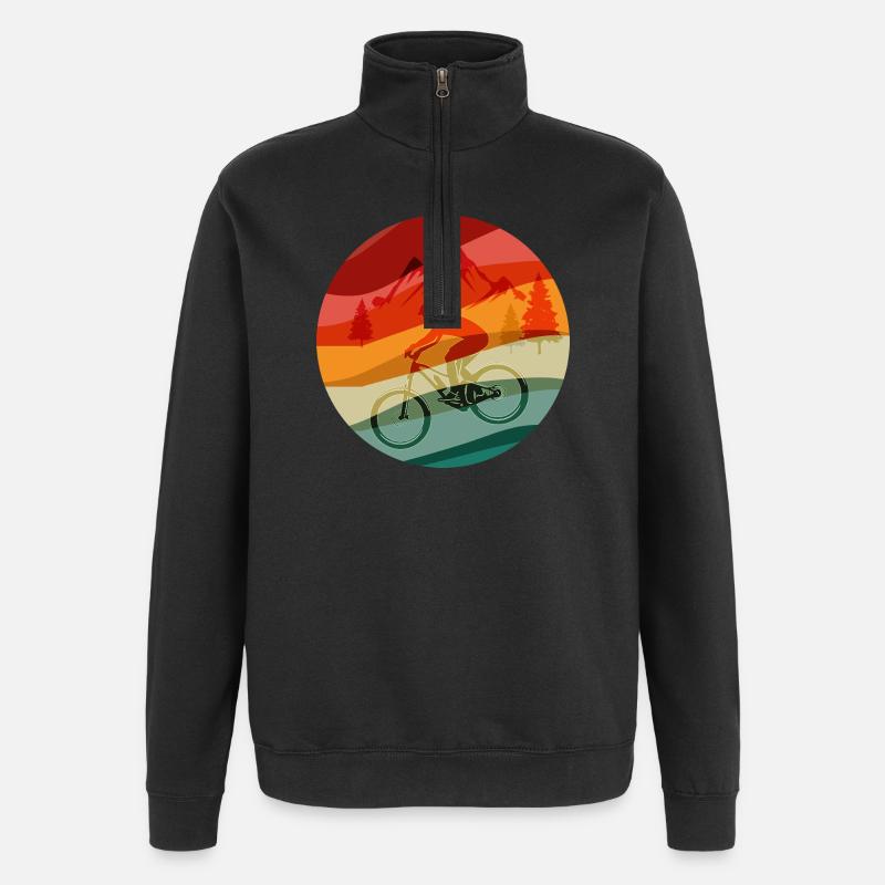 Rainbow Ridge MTB-Fahrer - Quarter-Zip-Sweatshirt - Schwarz
