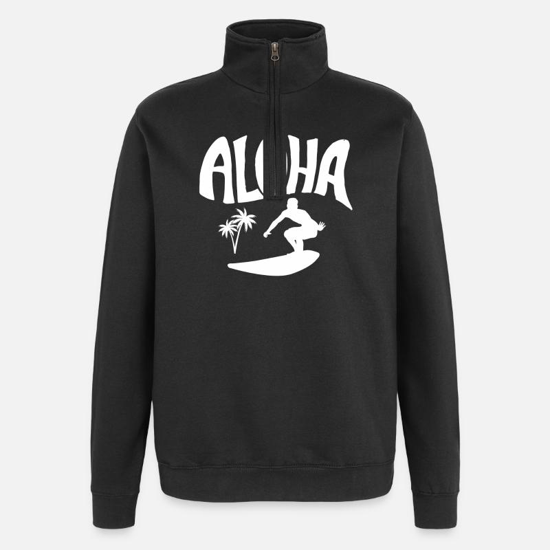 surf, surfing, spot de surf - Sweat à zip 1/4 - noir