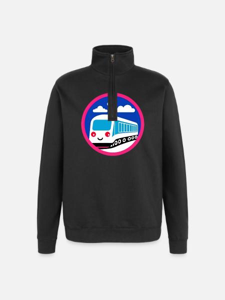 Locomotive, train, railway - Quarter-Zip Sweatshirt - black