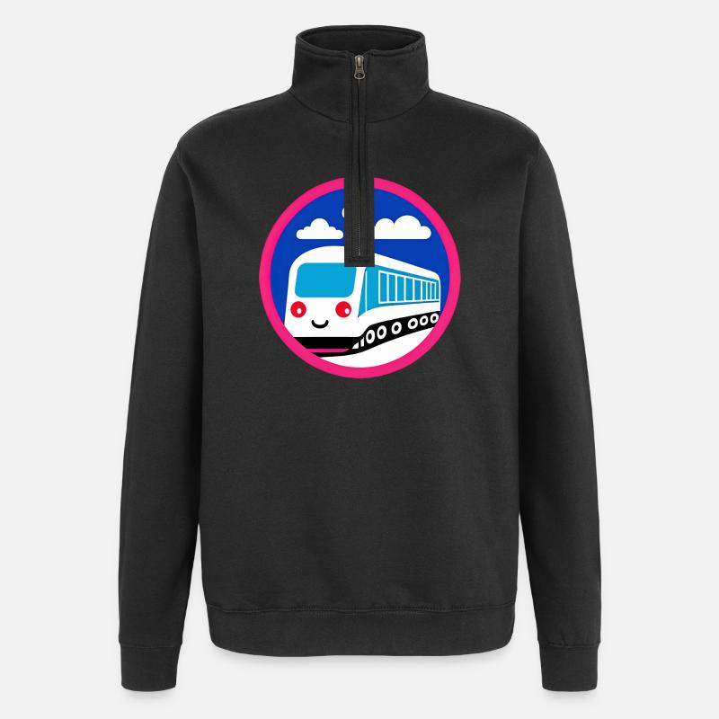Locomotive, train, chemin de fer - Sweat à zip 1/4 - noir
