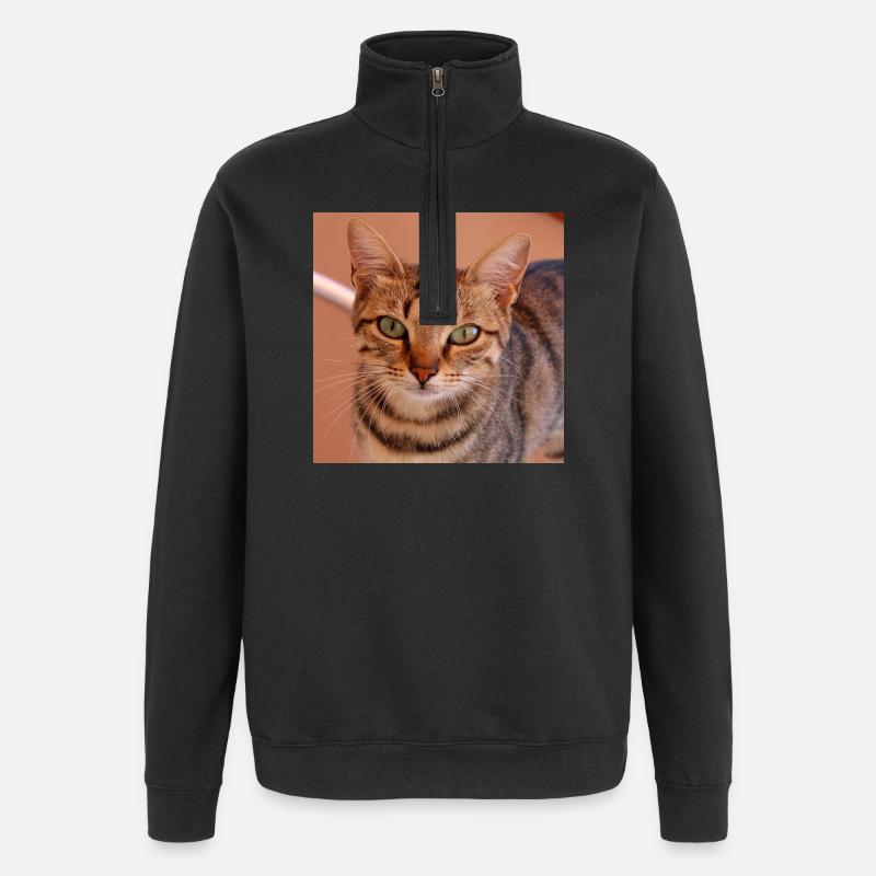 Katze Kätzchen Poster quadratisch Katzenposter - Quarter-Zip-Sweatshirt - Schwarz