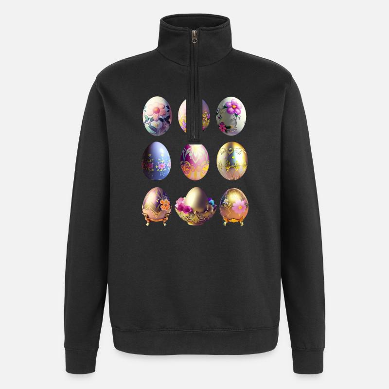 Bunte Ostereier Sticker Set - Quarter-Zip-Sweatshirt - Schwarz