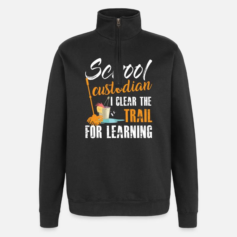 School Custodian Quote Education Custodial - Quarter-Zip Sweatshirt - black